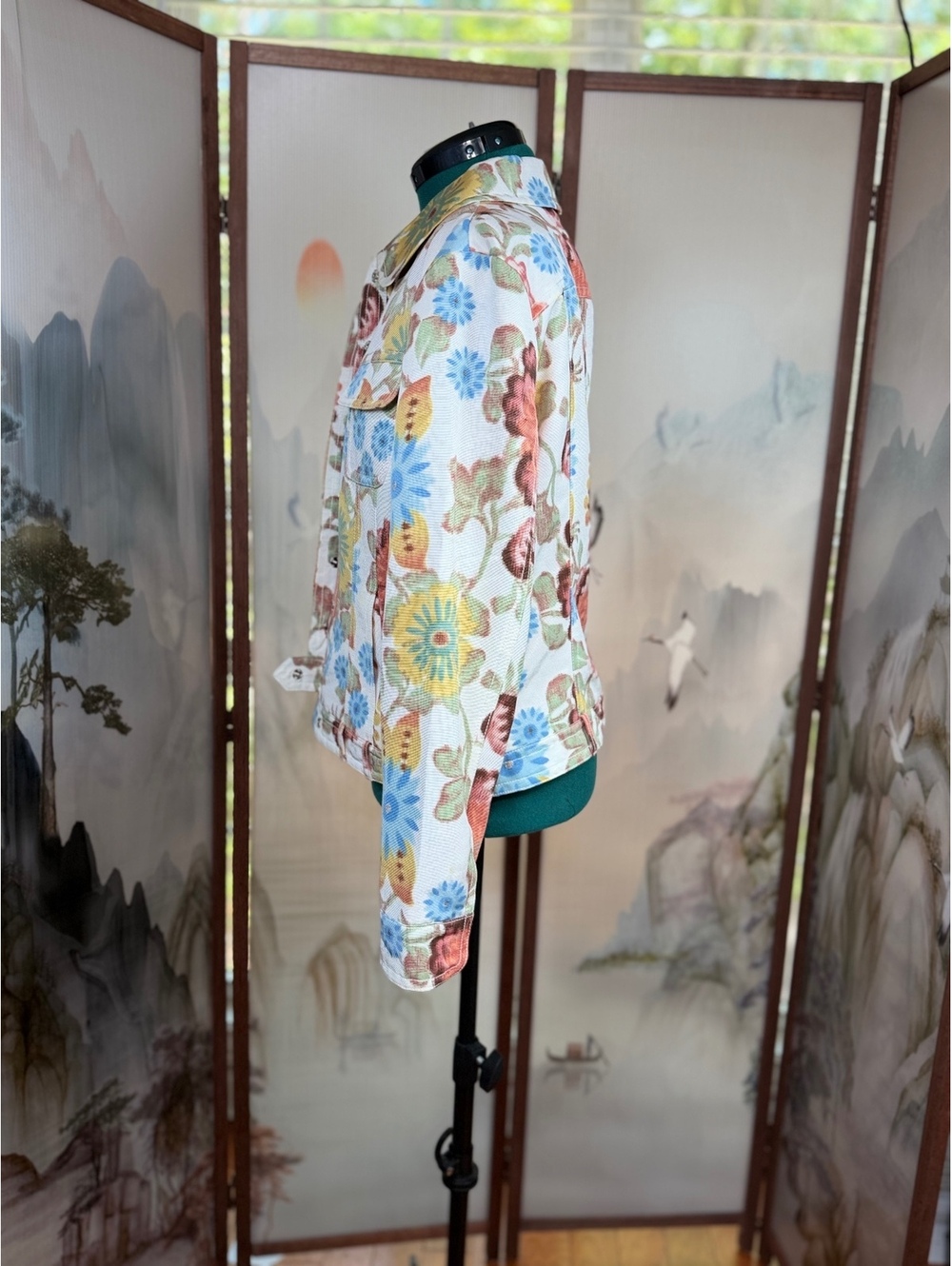 Sonia Bogner Womens 12 Floral Beaded Jacket Silk Trim Multicolor Czech - Picture 4 of 9
